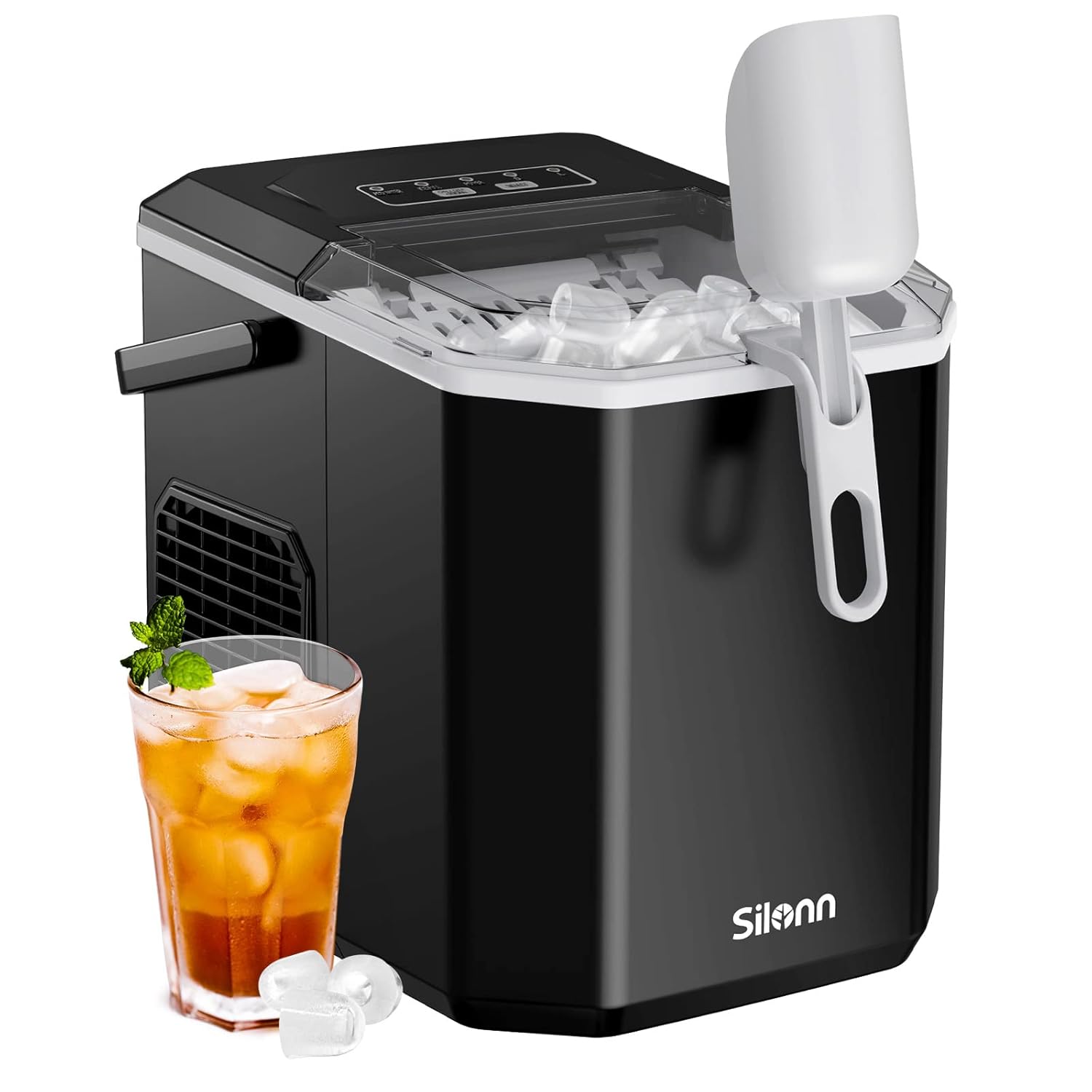 Silonn Nugget Ice Maker Countertop 44lbs Daily Stainless Steel Ice Machine
