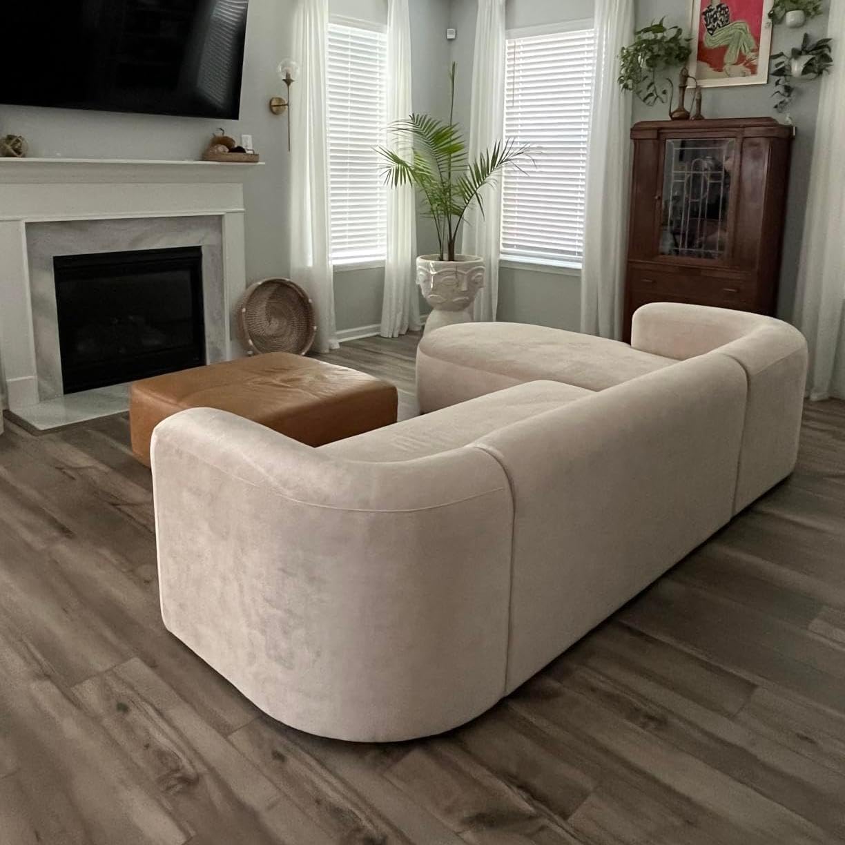 Acanva Luxury Velvet Sofa 3 Seater Modern Curved Back Couch for Living Room