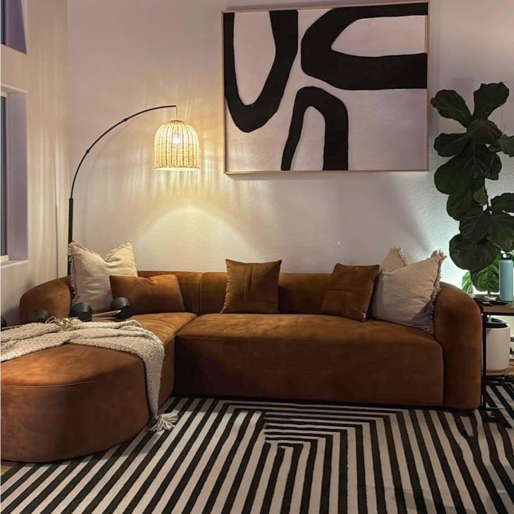 Acanva Luxury Velvet Sofa 3 Seater Modern Curved Back Couch for Living Room