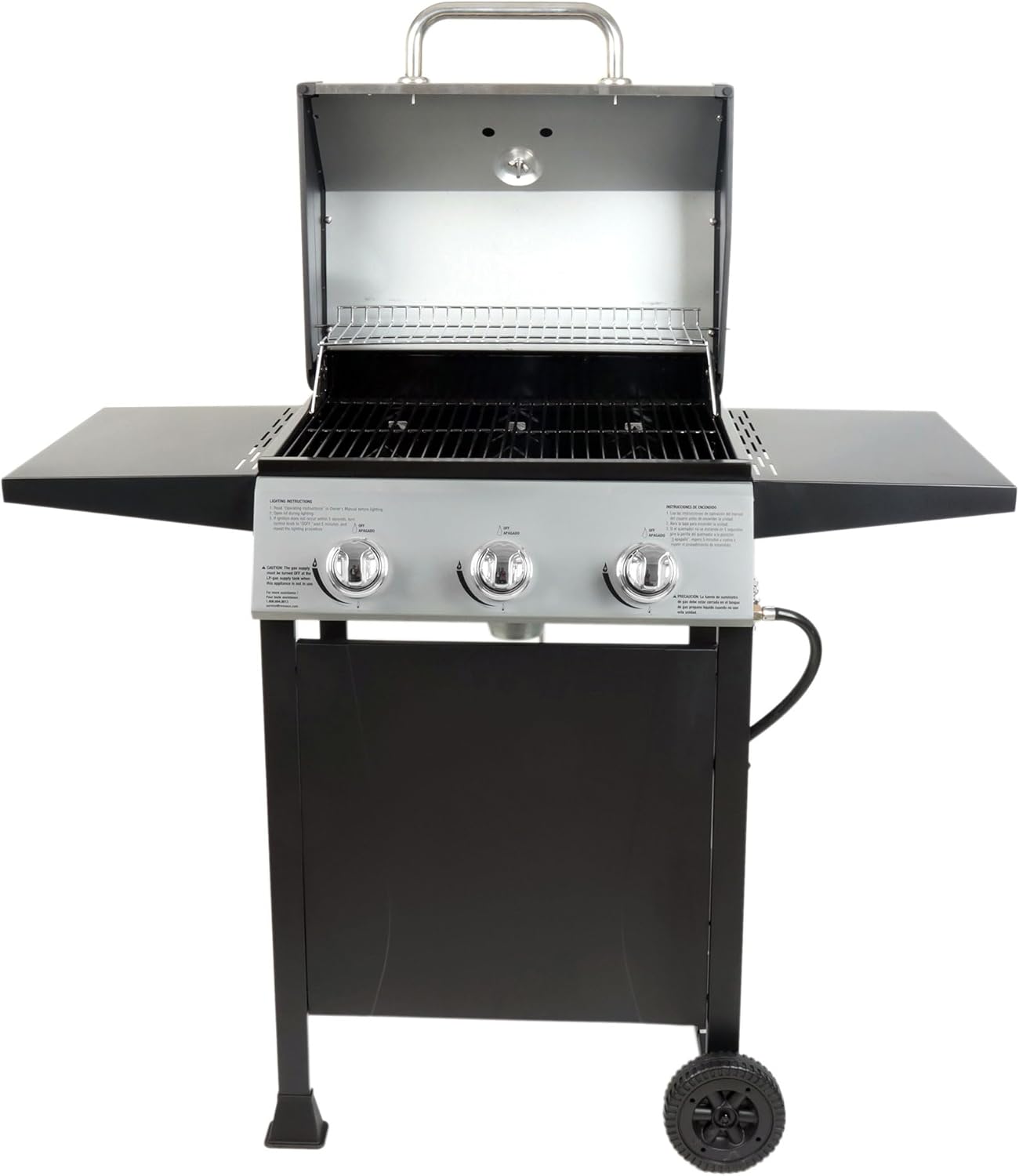 Cuisinart 4 Burner Propane Gas Grill Portable BBQ with Lid Wheels Side Shelves