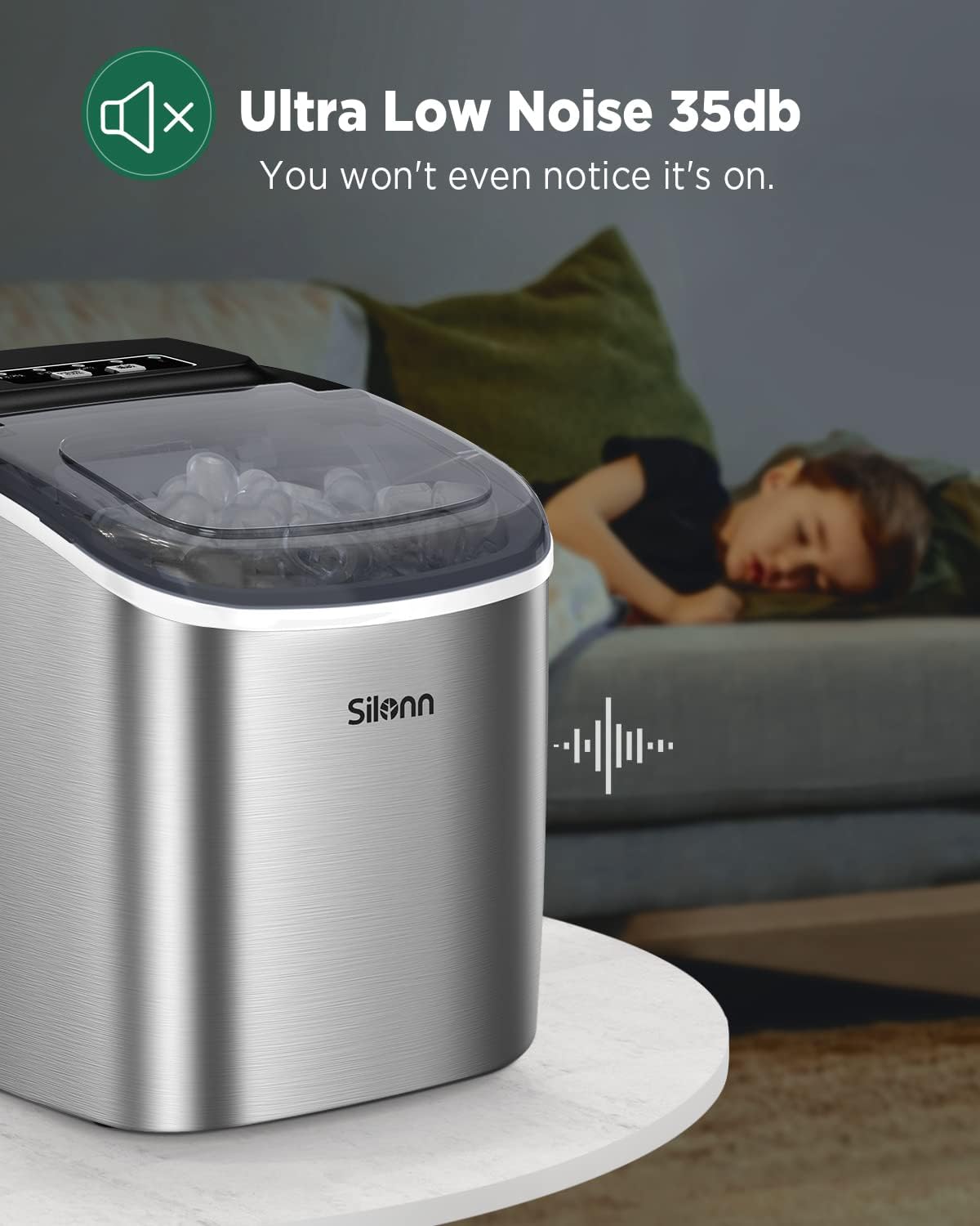 Silonn Nugget Ice Maker Countertop 33lbs Daily Soft Chewable Ice Machine