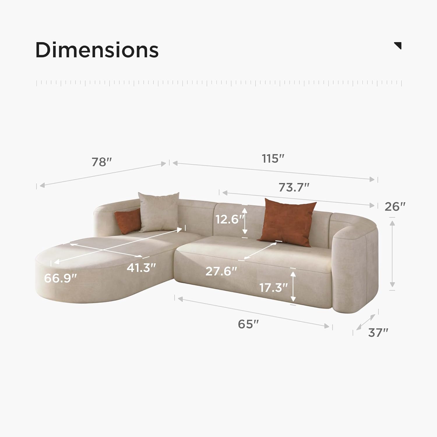 Acanva Luxury Velvet Sofa 3 Seater Modern Curved Back Couch for Living Room