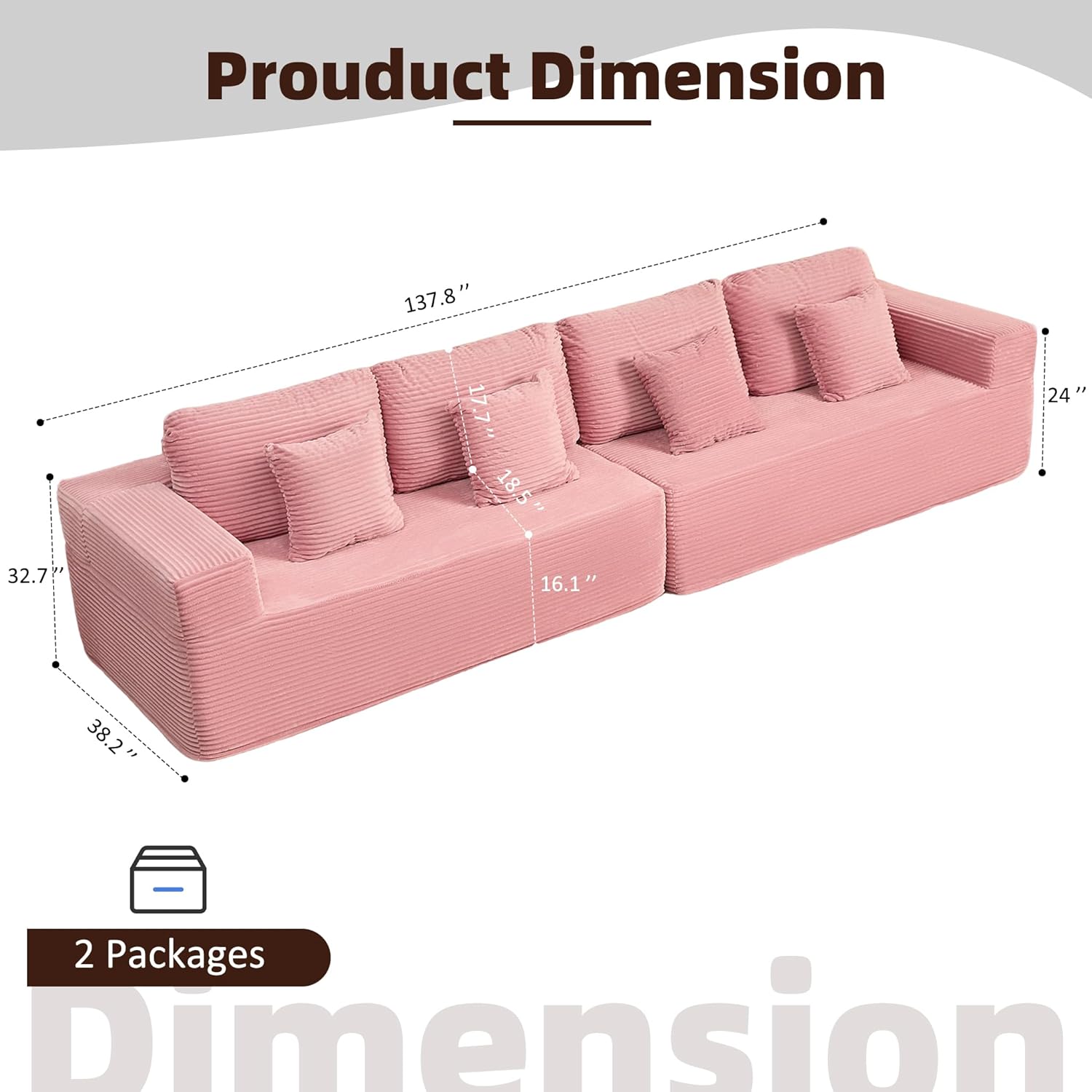 Afuson Boneless Sectional Sofa L Shape Deep Seat Cloud Couch Living Room