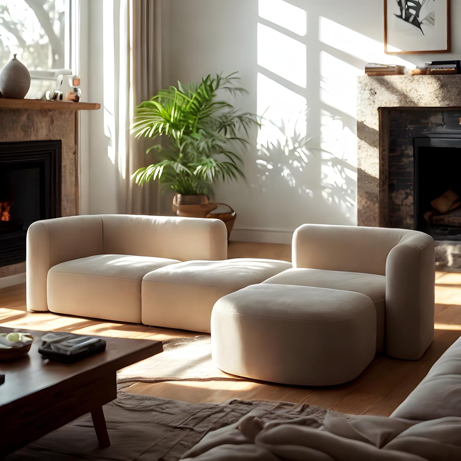 Acanva Luxury Velvet Sofa 3 Seater Modern Curved Back Couch for Living Room