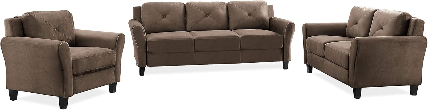 Lifestyle Harrington Sofa Upholstered Microfiber Fabric Curved Arm Couch
