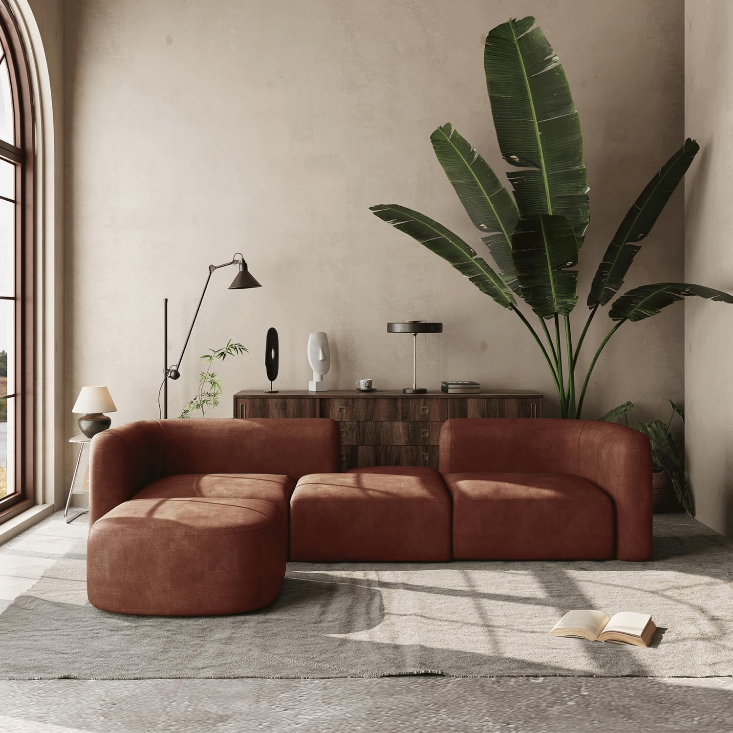 Acanva Luxury Velvet Sofa 3 Seater Modern Curved Back Couch for Living Room