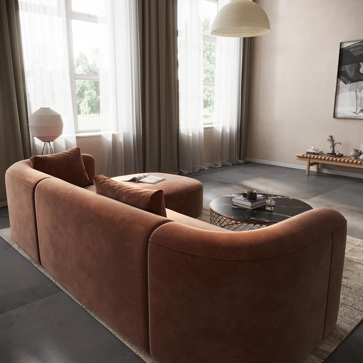 Acanva Luxury Velvet Sofa 3 Seater Modern Curved Back Couch for Living Room