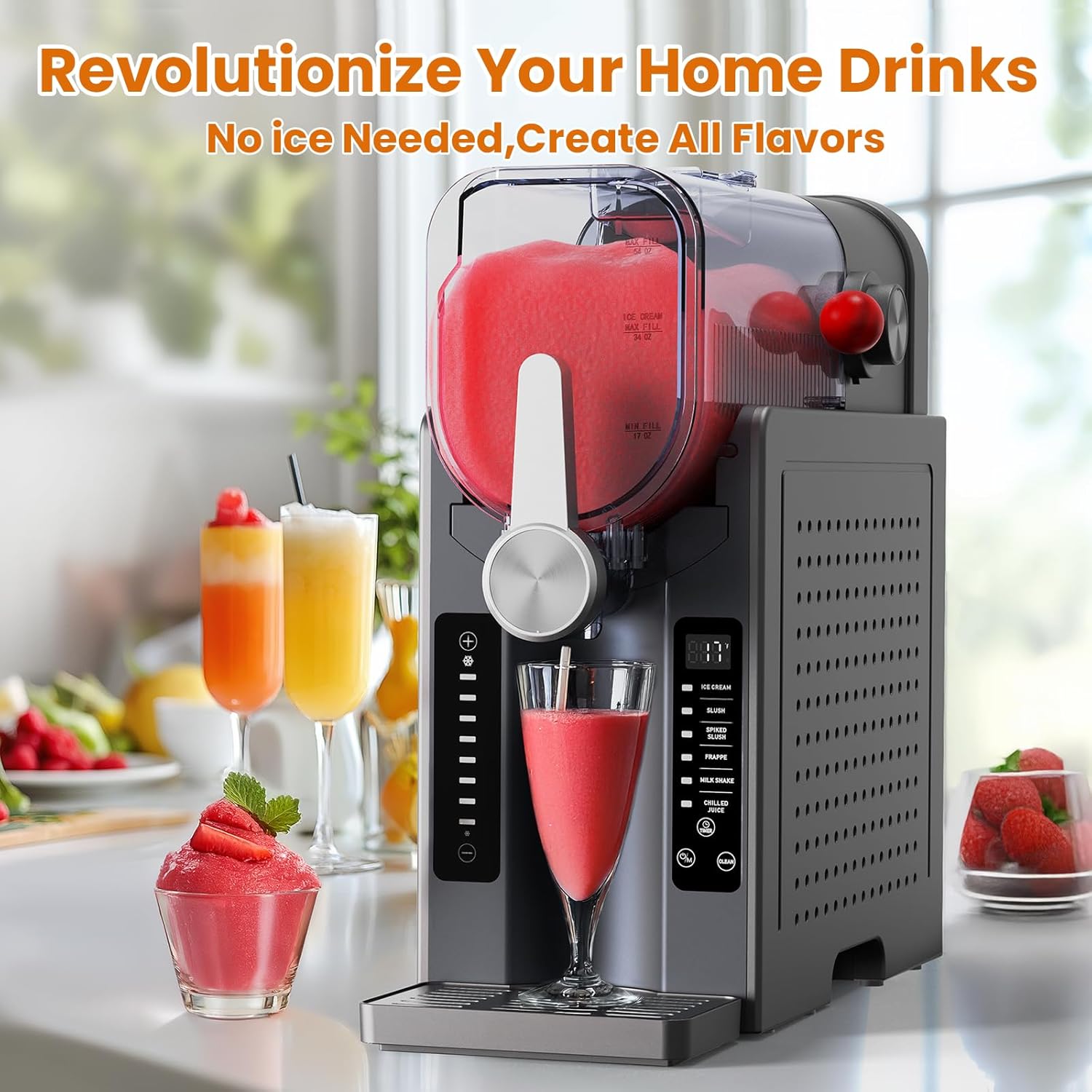 BKPPM Slushie Machine Soft Serve Ice Cream Maker 6 Presets LED Auto Clean
