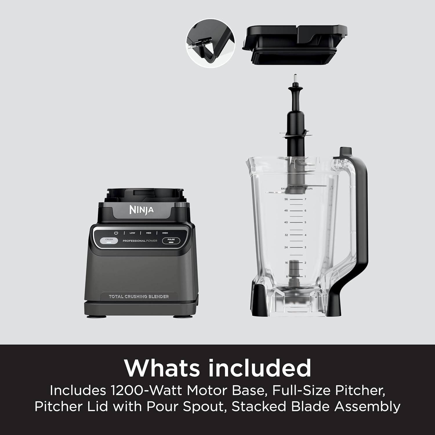 Ninja 1000W Countertop Blender Total Crushing Smoothie and Ice Blender 72oz Black & Grey