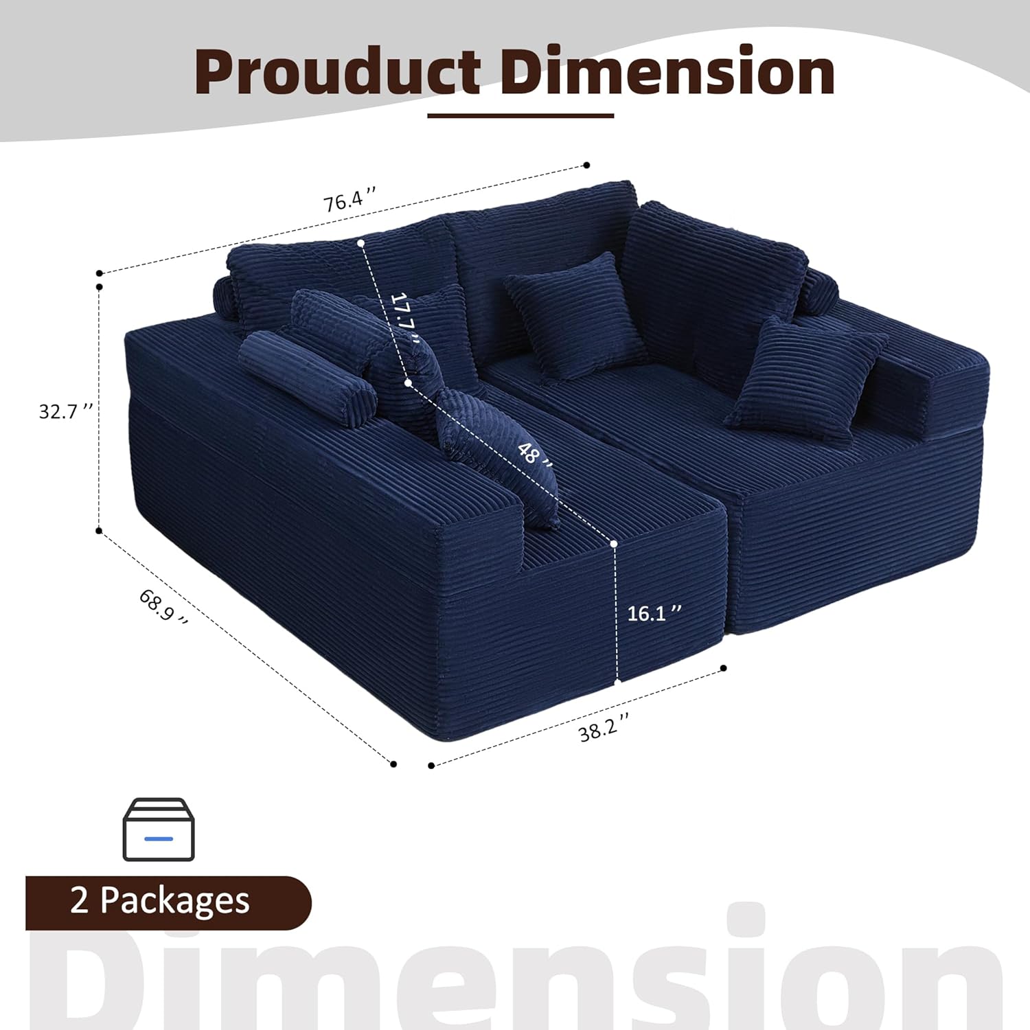 Afuson Boneless Sectional Sofa L Shape Deep Seat Cloud Couch Living Room