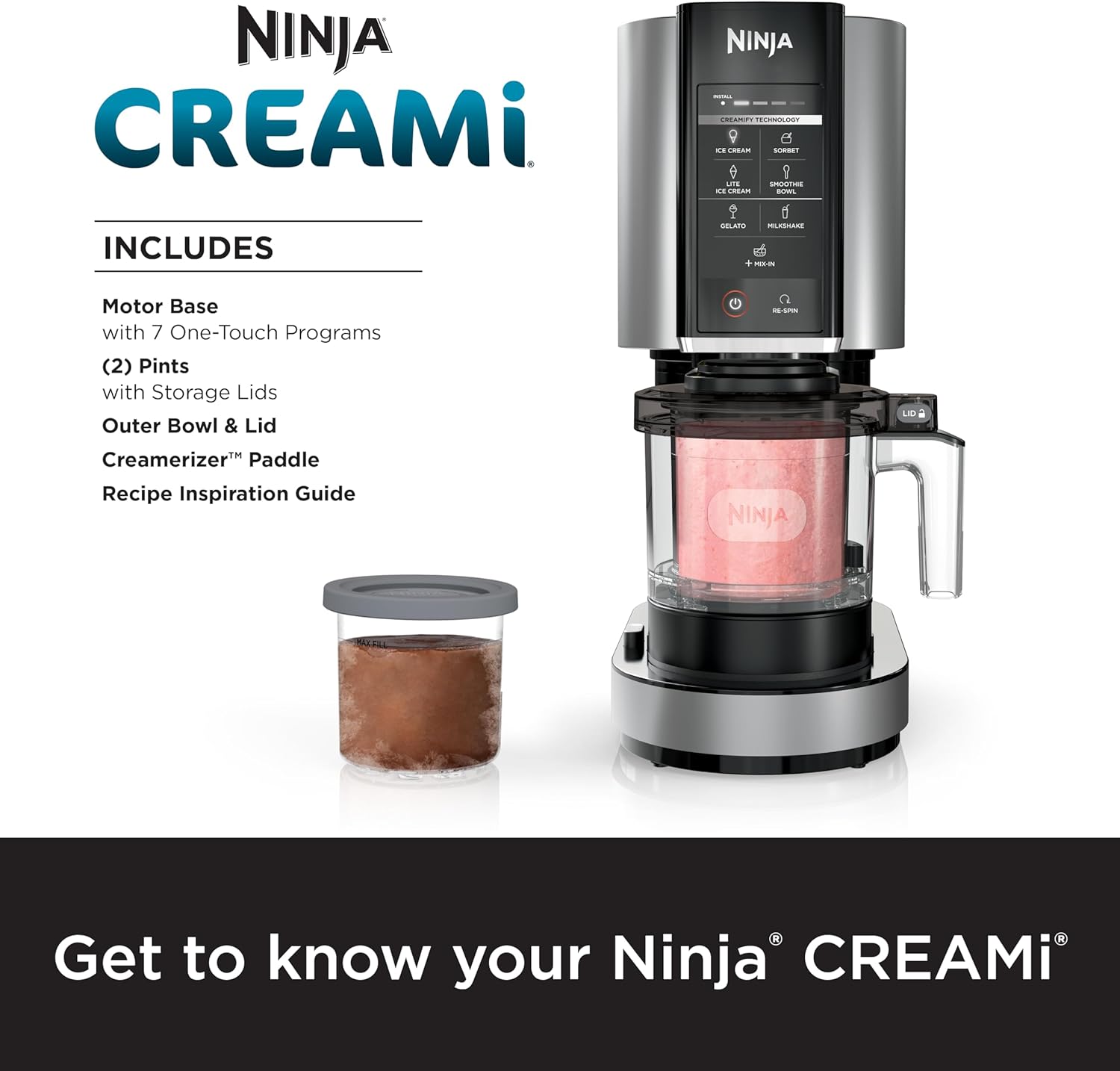 Ninja Ice Cream Maker with 7 One Touch Programs for Gelato Milkshakes Sorbet Smoothie Bowls