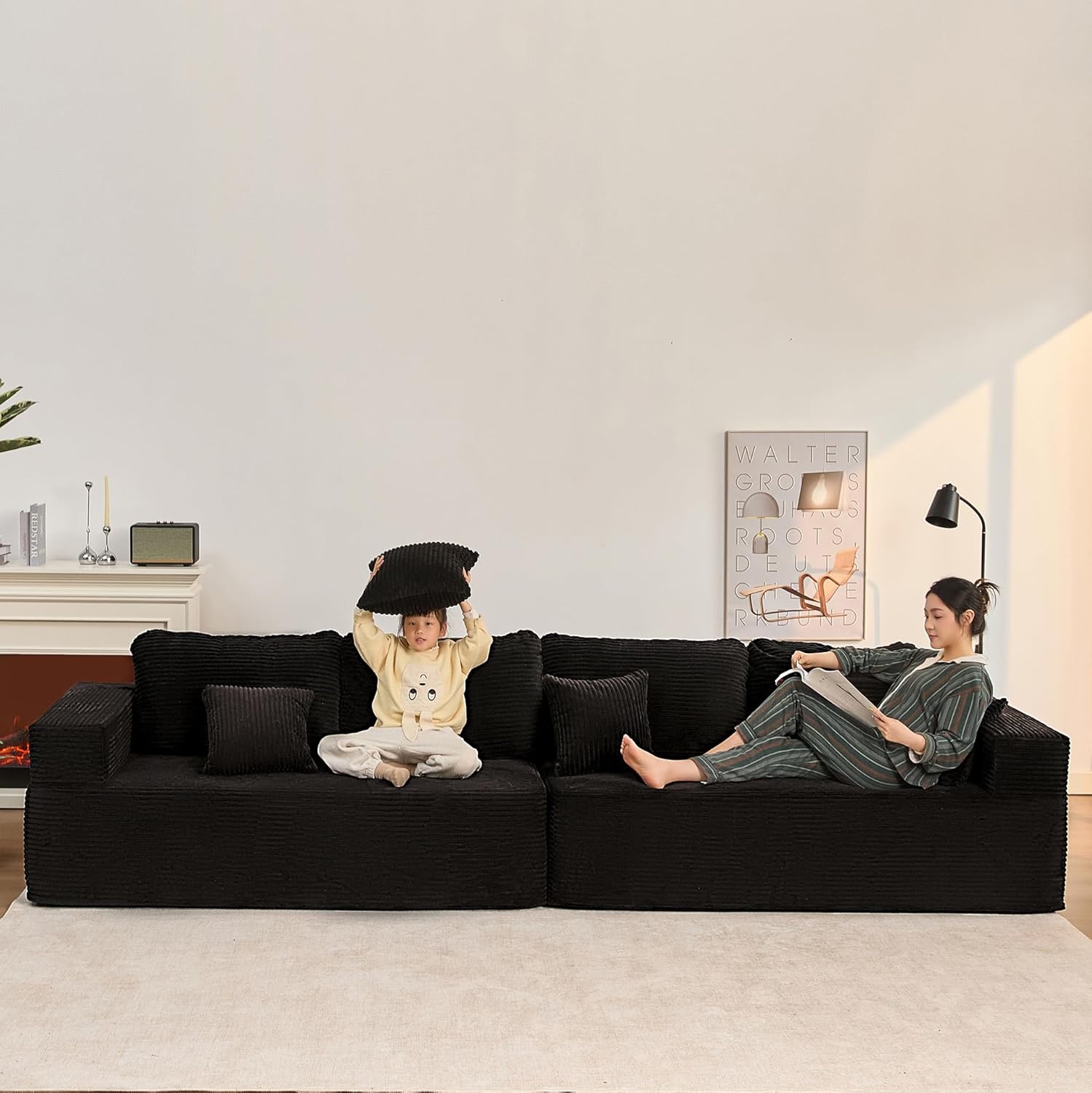 Afuson Boneless Sectional Sofa L Shape Deep Seat Cloud Couch Living Room