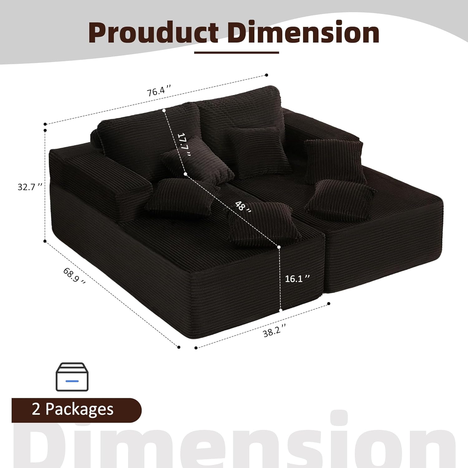 Afuson Boneless Sectional Sofa L Shape Deep Seat Cloud Couch Living Room