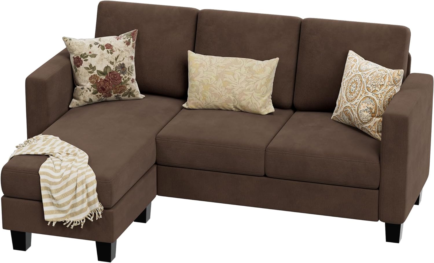 VICTONE Convertible L Shaped Sectional Sofa Couch 3 Seat with Ottoman