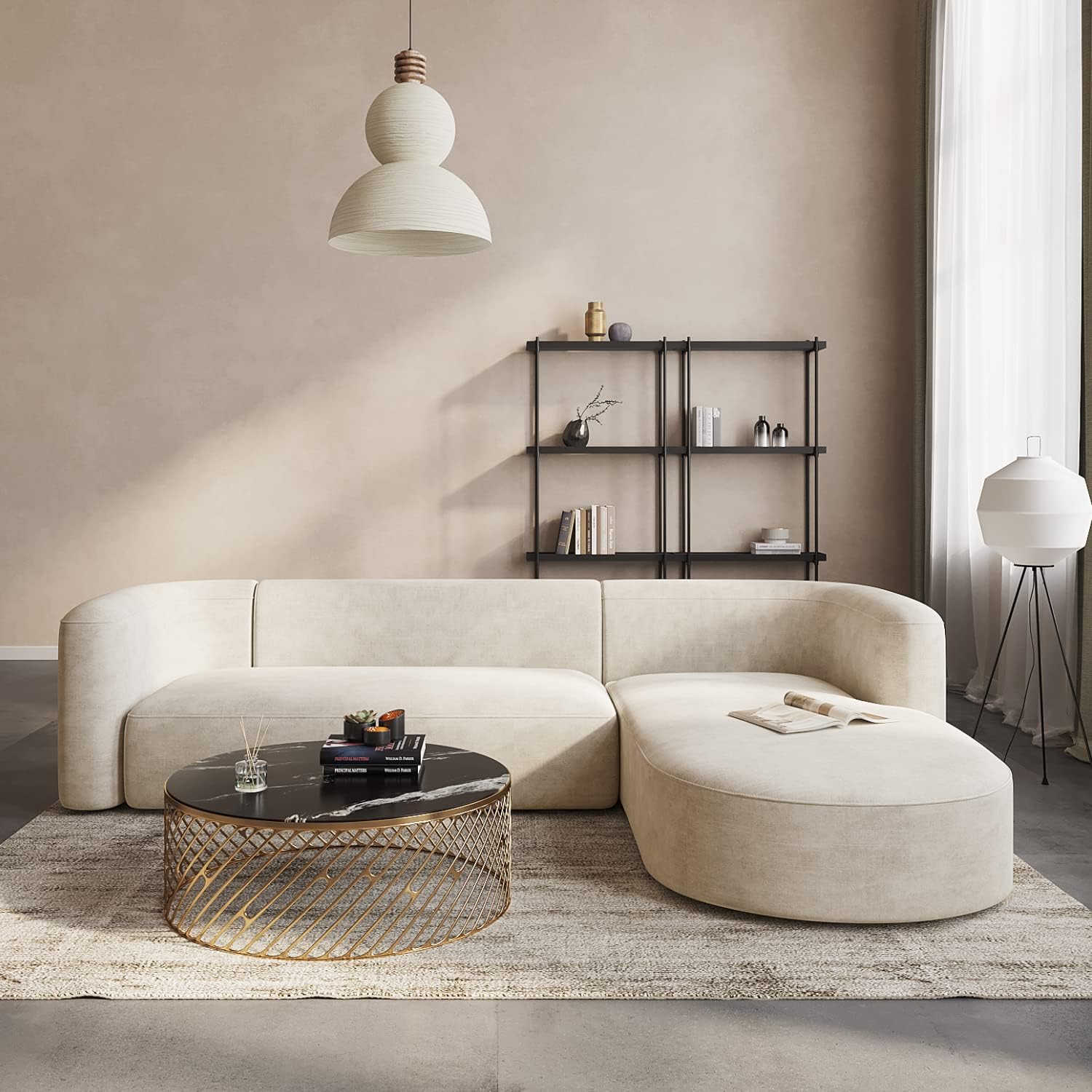 Acanva Luxury Velvet Sofa 3 Seater Modern Curved Back Couch for Living Room