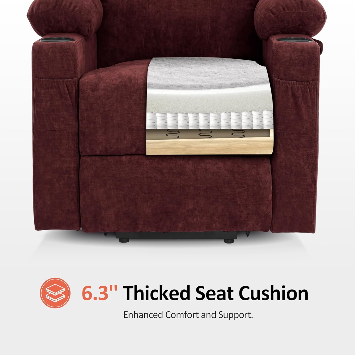 MCombo Power Lift Recliner Chair for Elderly with Heat Massage USB Cup Holders
