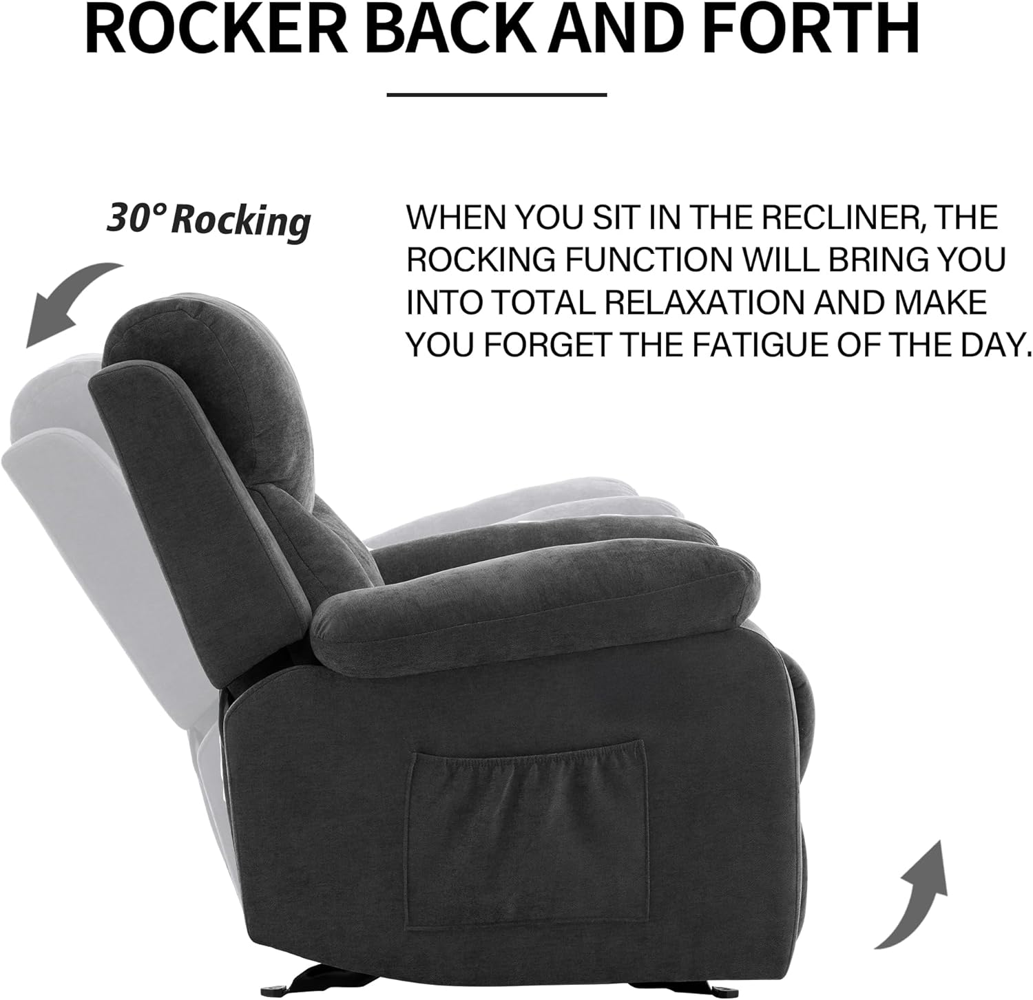 Sftaiyou Manual Rocker Recliner Chair Massage Fabric Overstuffed Soft Recliner