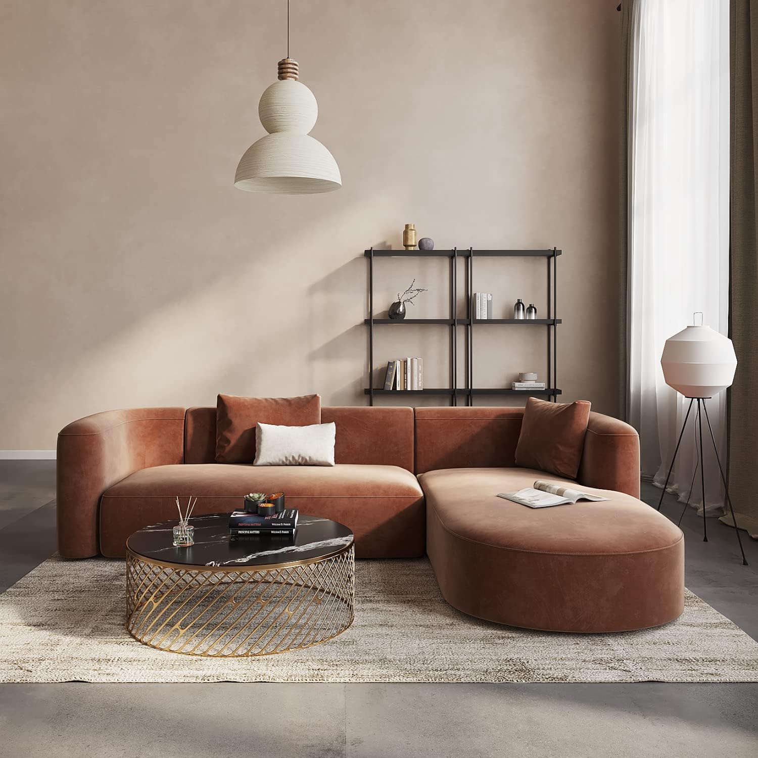 Acanva Luxury Velvet Sofa 3 Seater Modern Curved Back Couch for Living Room