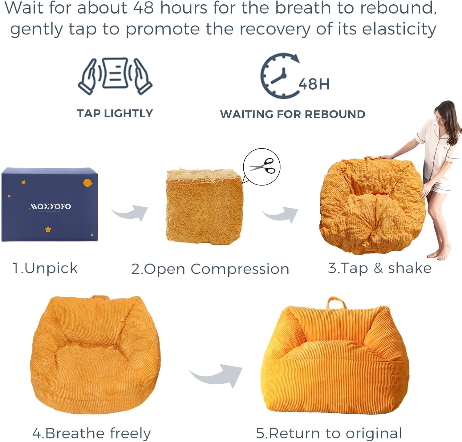 MAXYOYO Bean Bag Chair Floor Sofa with Handle and Pocket for Adults and Kids