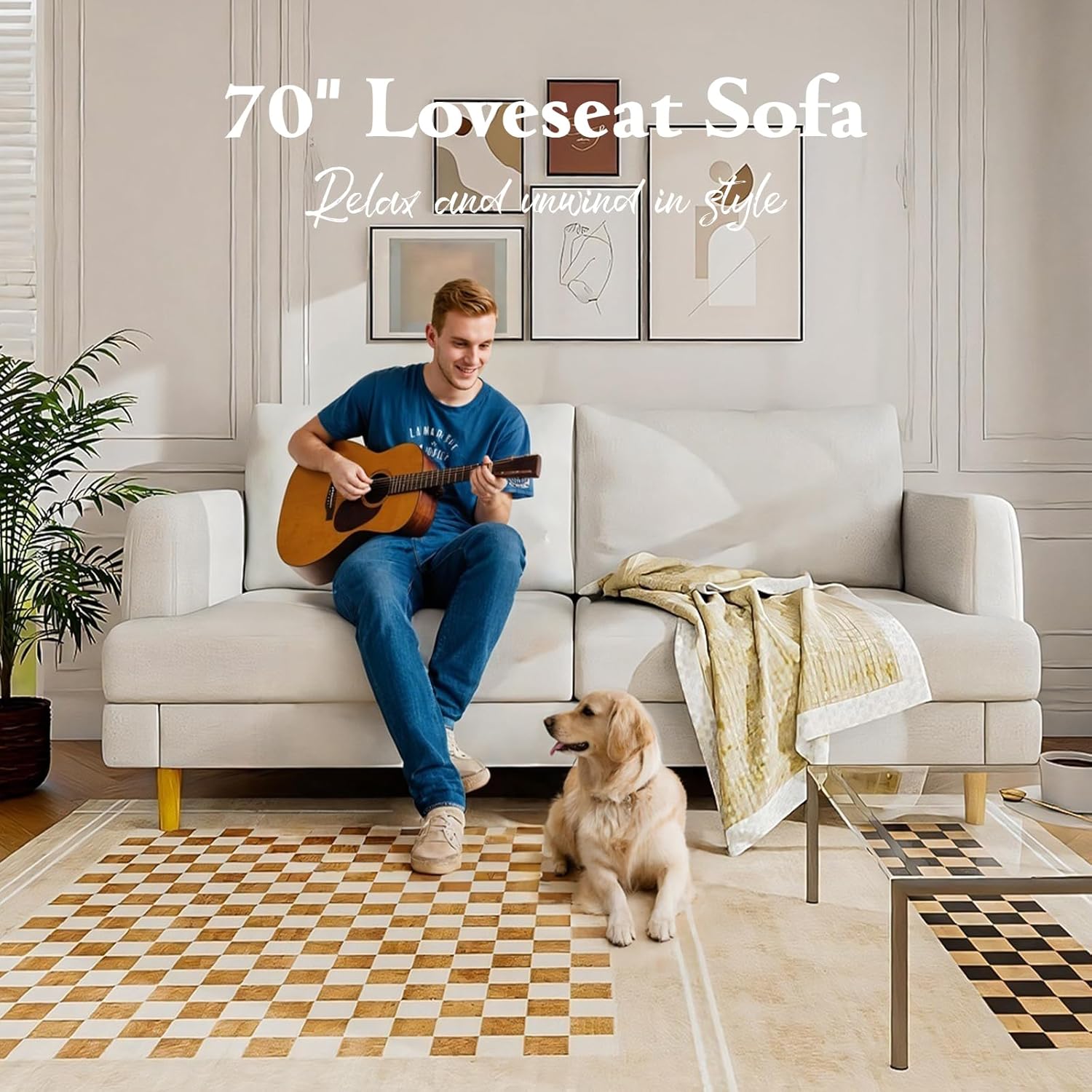 Loveseat Sofa Couch USB Ports 2 Seater Deep Seating Small Couch