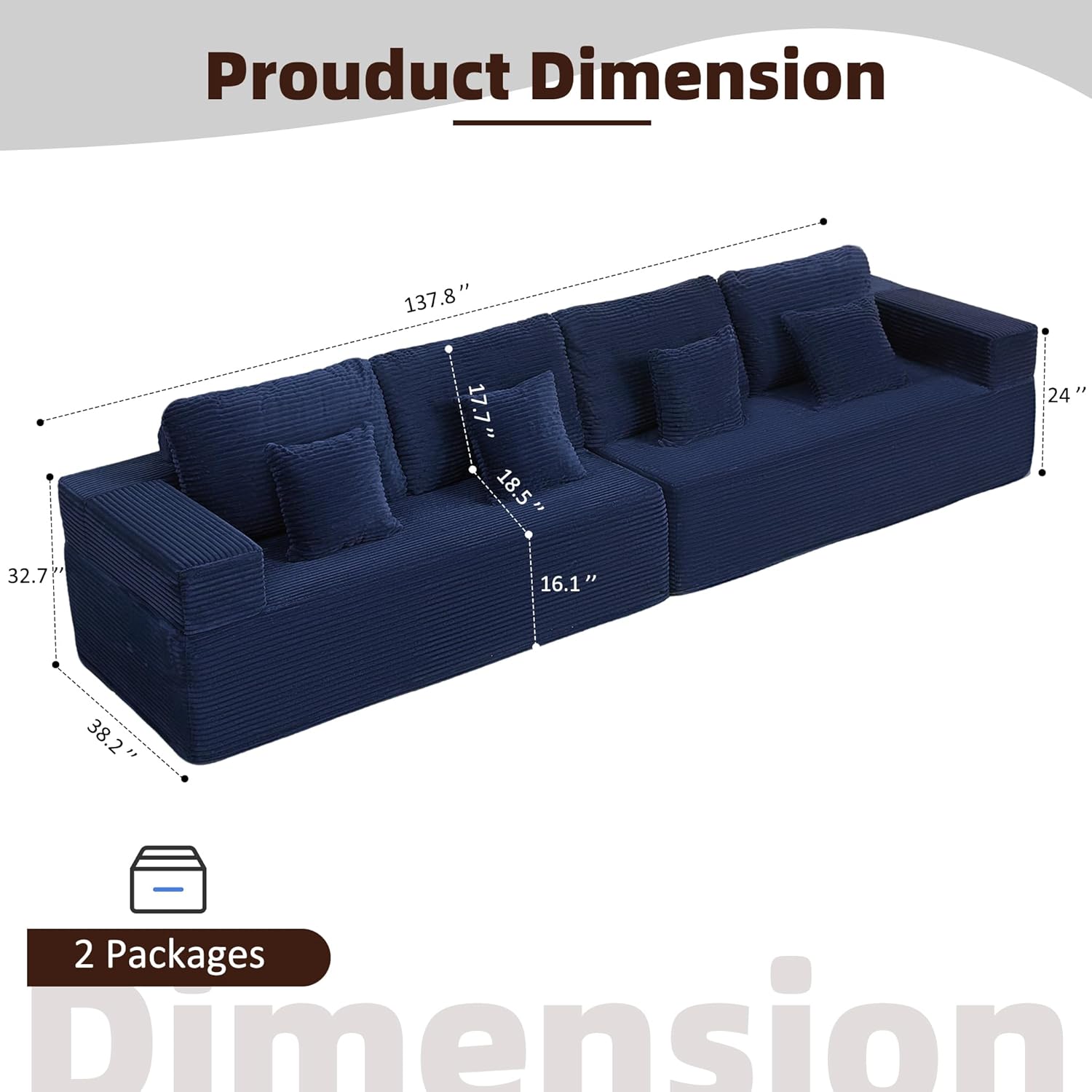 Afuson Boneless Sectional Sofa L Shape Deep Seat Cloud Couch Living Room
