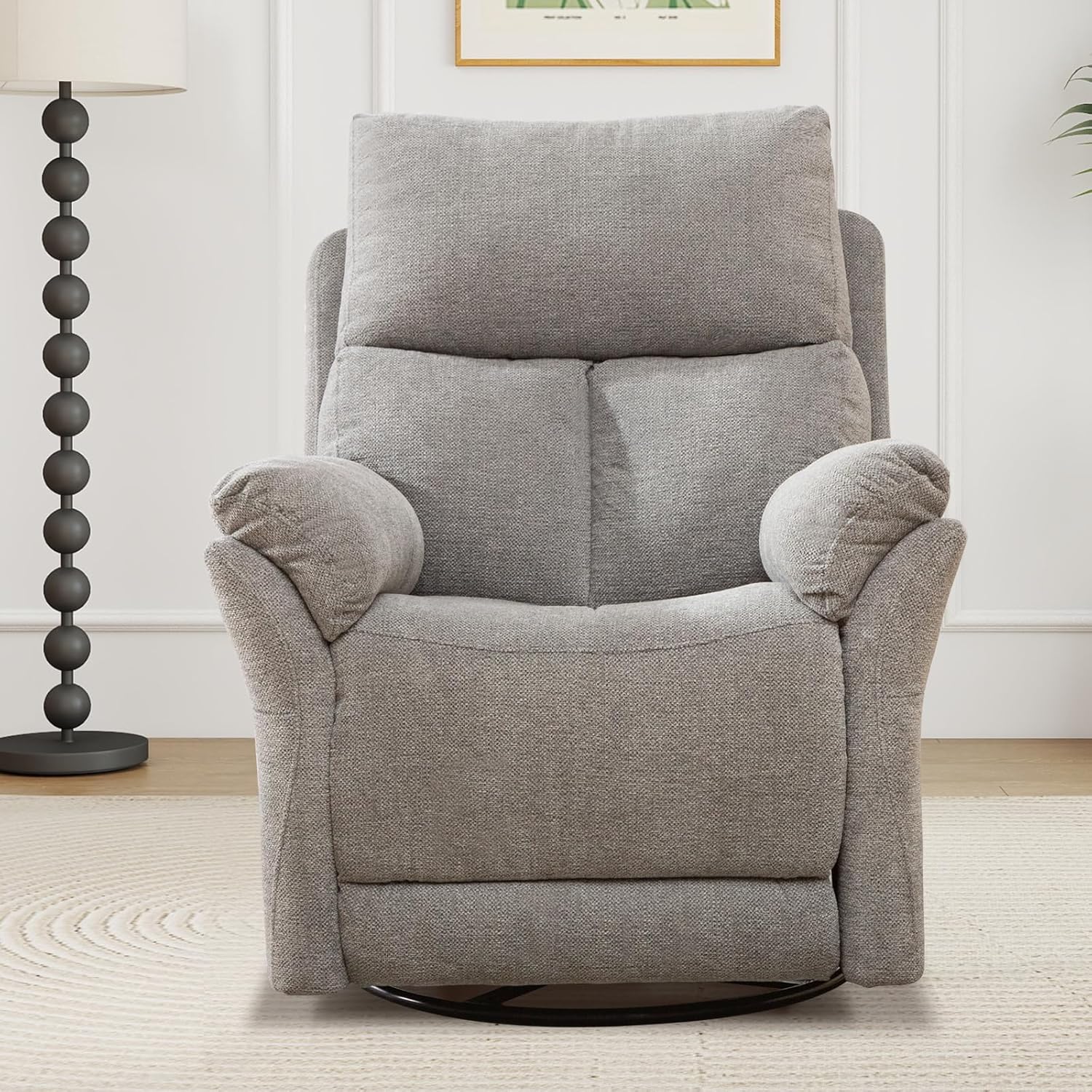 ANJ Swivel Rocker Recliner Chair Manual Fabric Small Space
