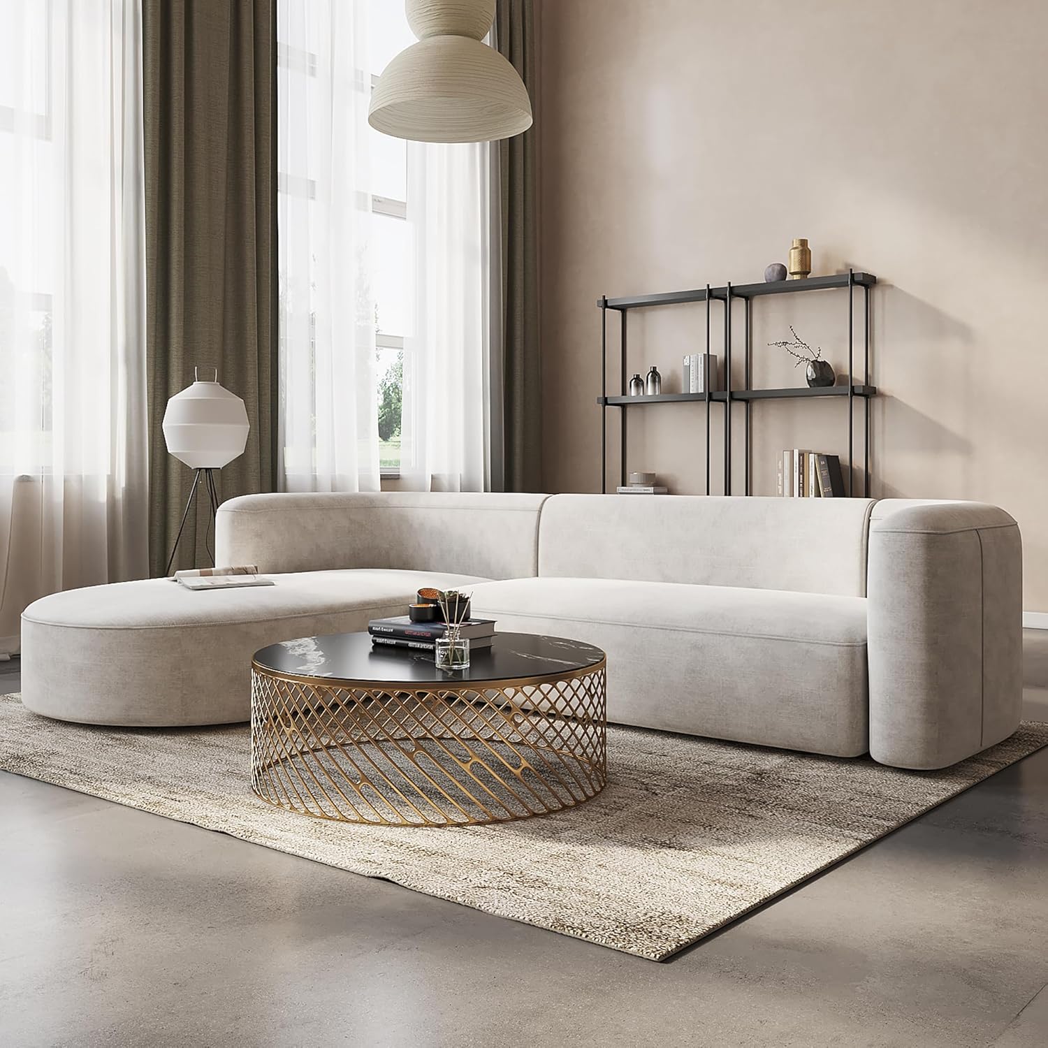 Acanva Luxury Velvet Sofa 3 Seater Modern Curved Back Couch for Living Room