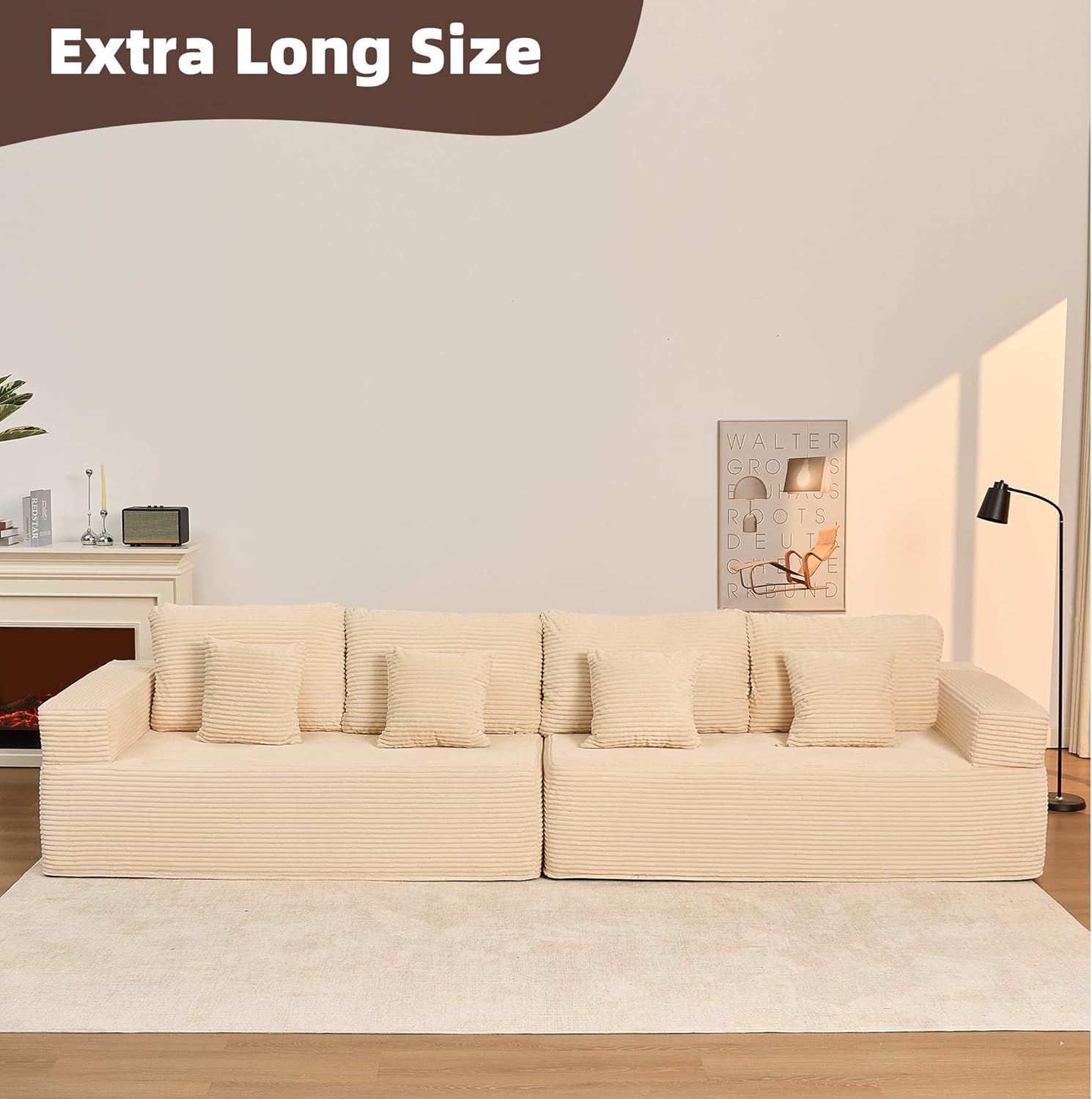 Afuson Boneless Sectional Sofa L Shape Deep Seat Cloud Couch Living Room