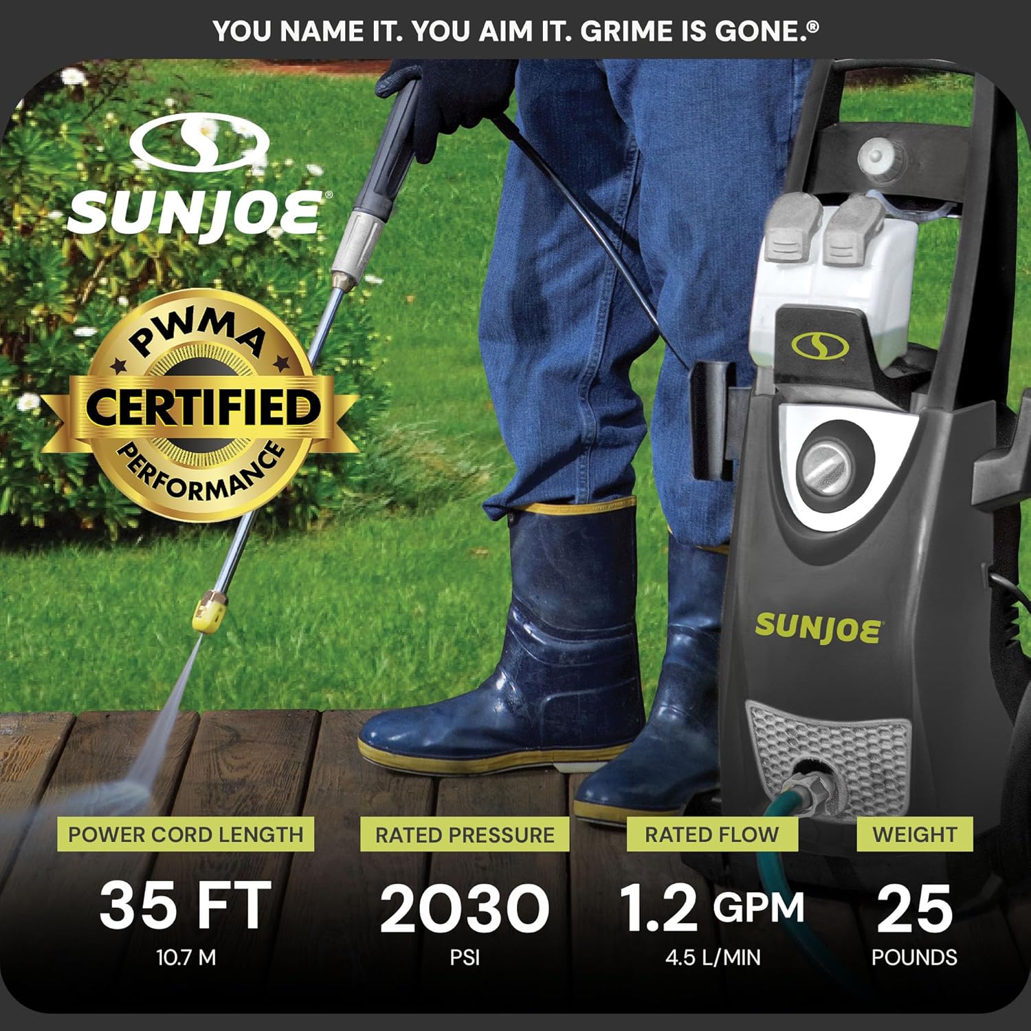 Sun Joe SPX3000 Electric Pressure Washer 2030 PSI 1.2 GPM with Dual Soap Tanks
