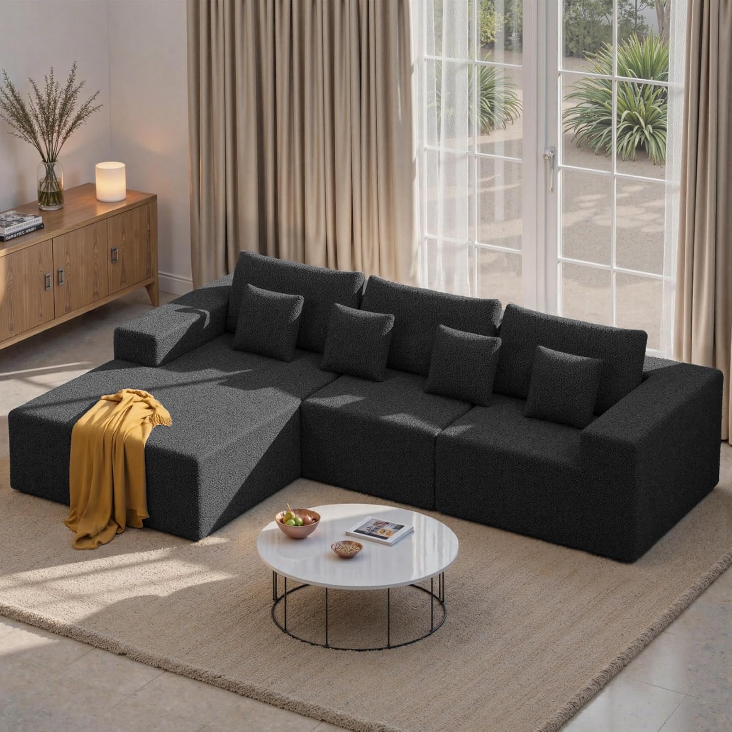 Luxanimarion Modular Sectional Sofa L Shape Deep Seat Cloud Couch Living Room