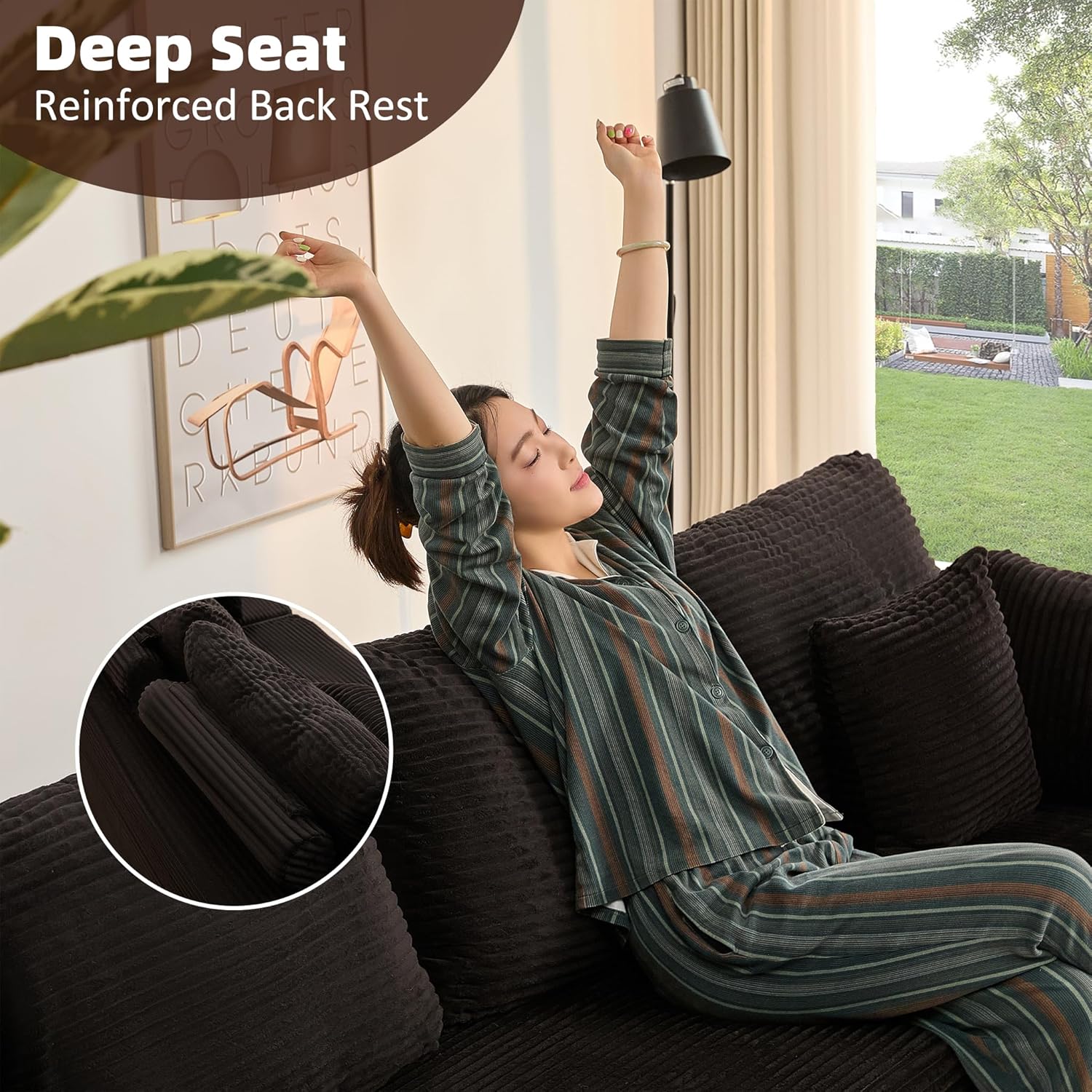 Afuson Boneless Sectional Sofa L Shape Deep Seat Cloud Couch Living Room