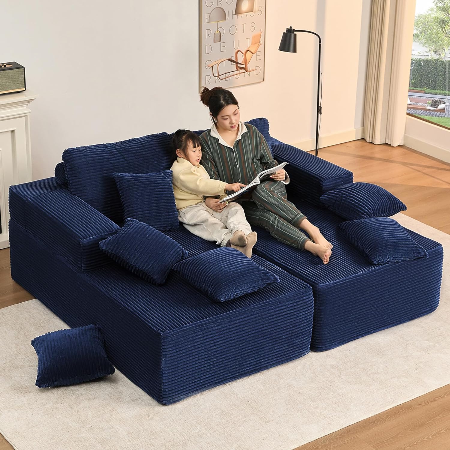 Afuson Boneless Sectional Sofa L Shape Deep Seat Cloud Couch Living Room
