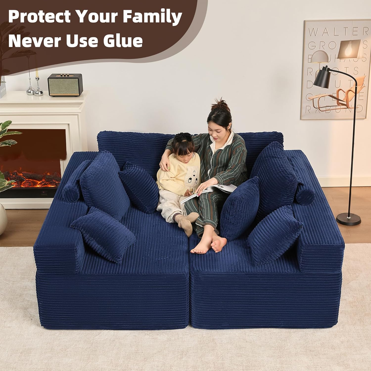 Afuson Boneless Sectional Sofa L Shape Deep Seat Cloud Couch Living Room