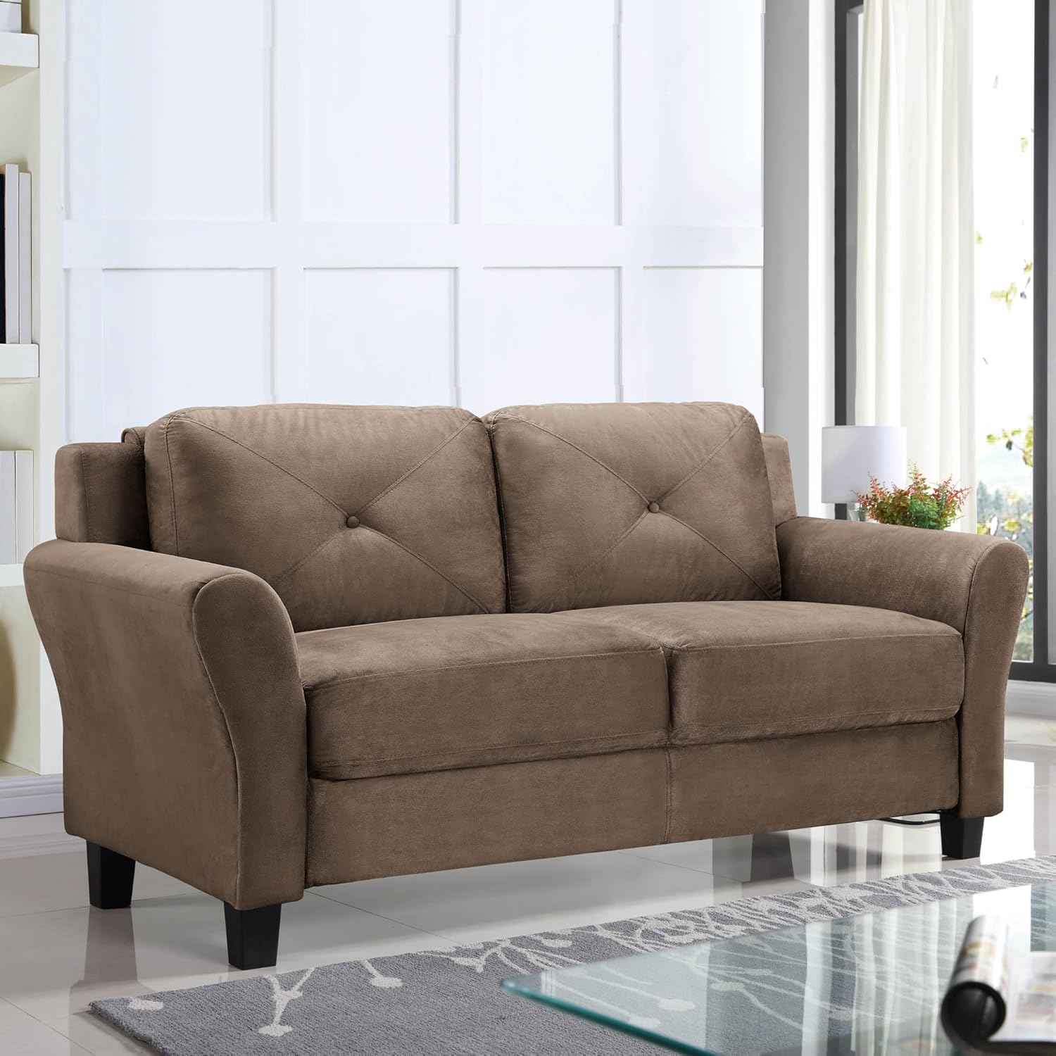 Lifestyle Harrington Sofa Upholstered Microfiber Fabric Curved Arm Couch