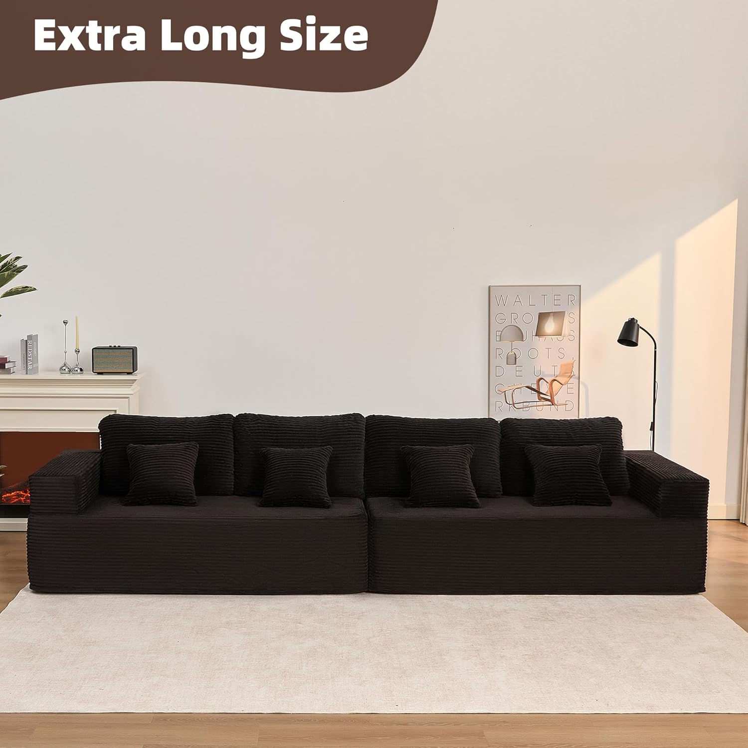 Afuson Boneless Sectional Sofa L Shape Deep Seat Cloud Couch Living Room
