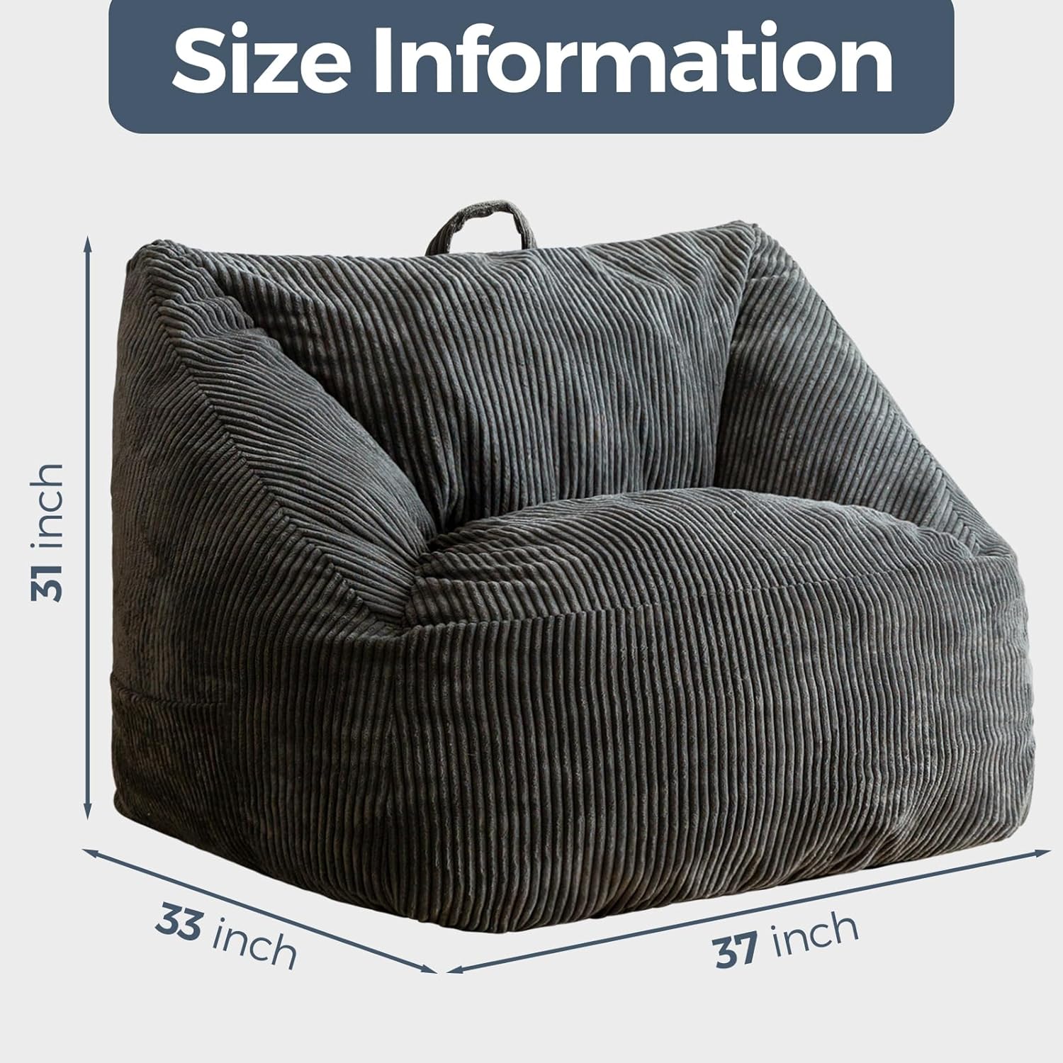 MAXYOYO Bean Bag Chair with Handle and Pocket for Adults Kids Teens