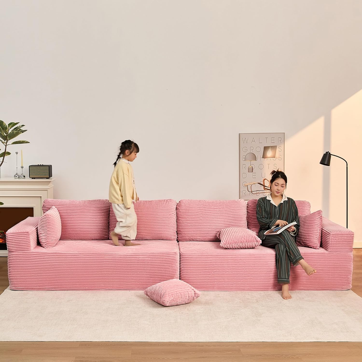Afuson Boneless Sectional Sofa L Shape Deep Seat Cloud Couch Living Room