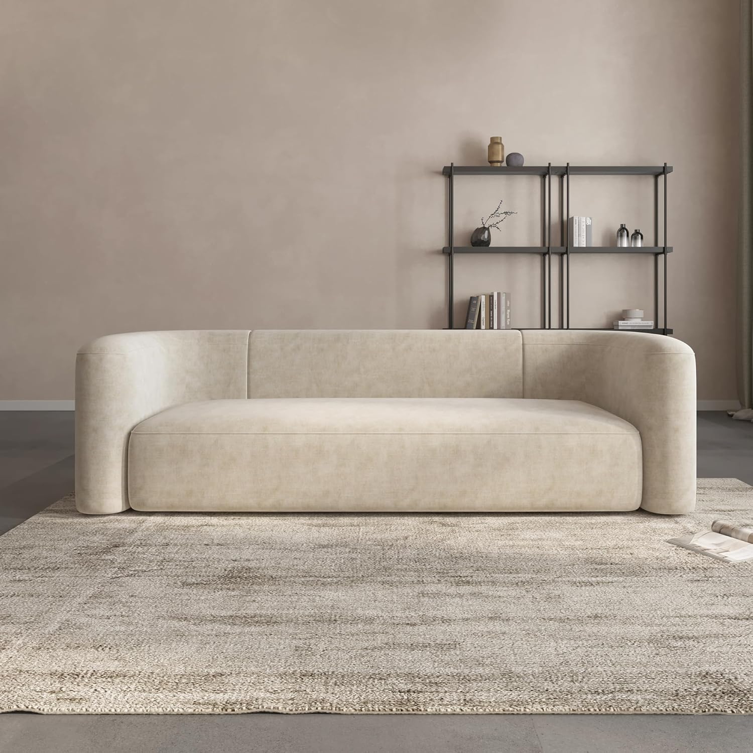 Acanva Luxury Velvet Sofa 3 Seater Modern Curved Back Couch for Living Room