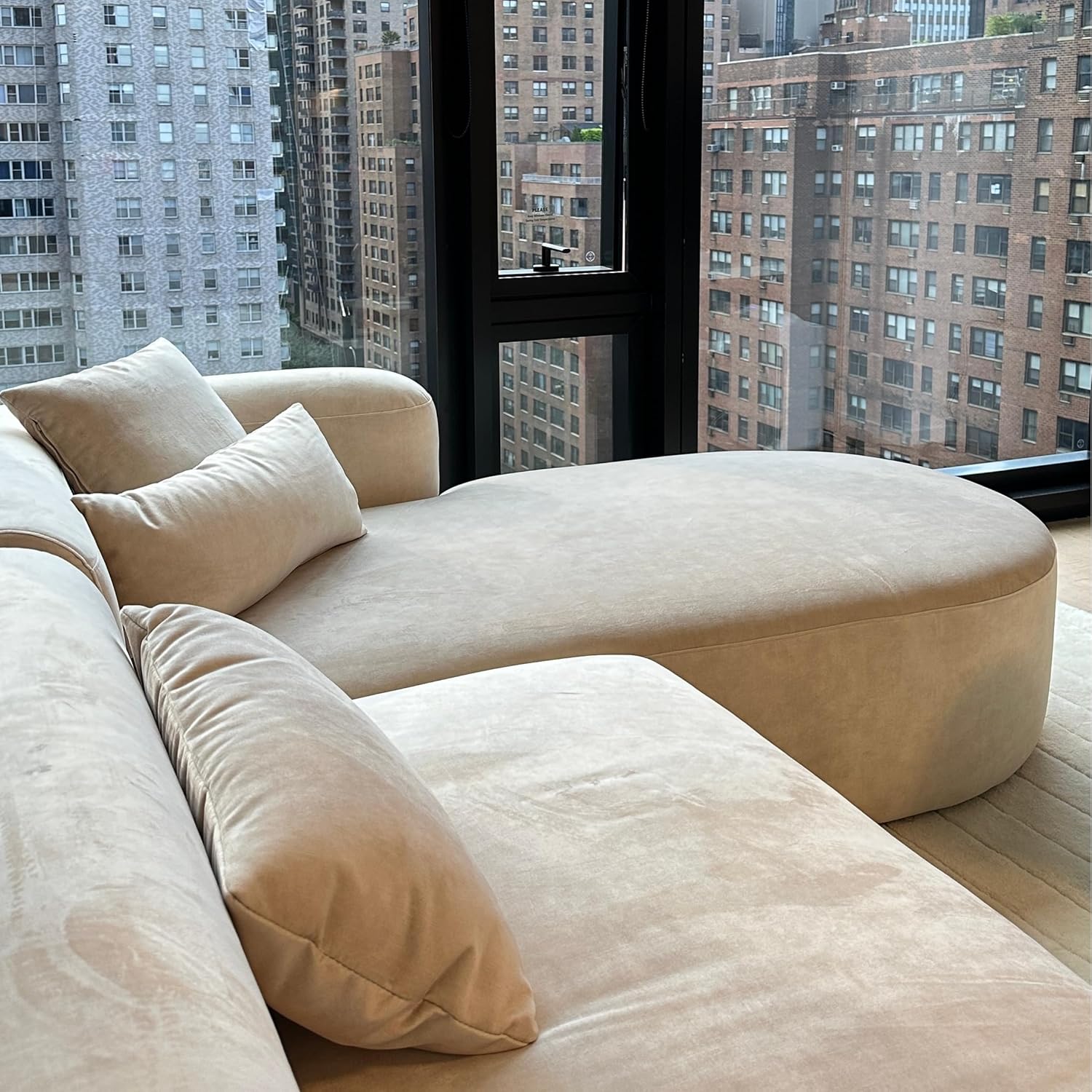 Acanva Luxury Velvet Sofa 3 Seater Modern Curved Back Couch for Living Room