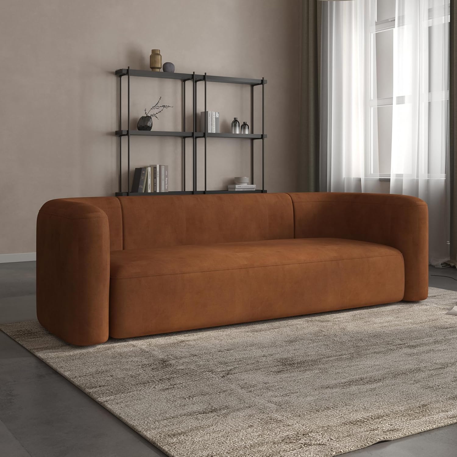Acanva Luxury Velvet Sofa 3 Seater Modern Curved Back Couch for Living Room