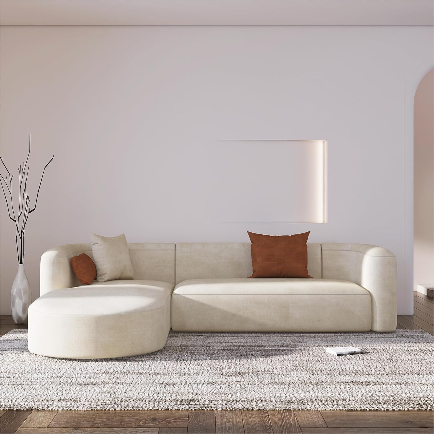 Acanva Luxury Velvet Sofa 3 Seater Modern Curved Back Couch for Living Room