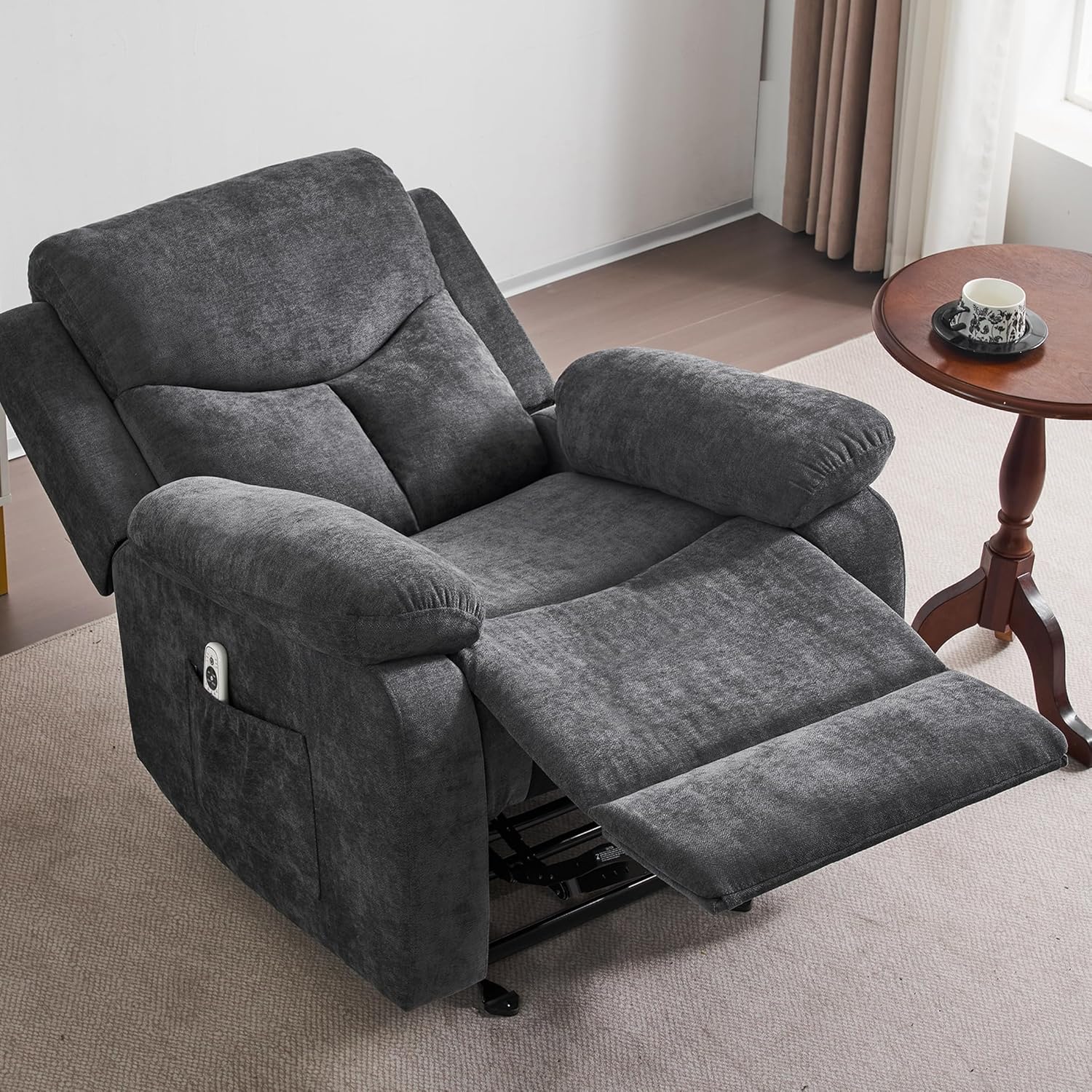 Sftaiyou Manual Rocker Recliner Chair Massage Fabric Overstuffed Soft Recliner
