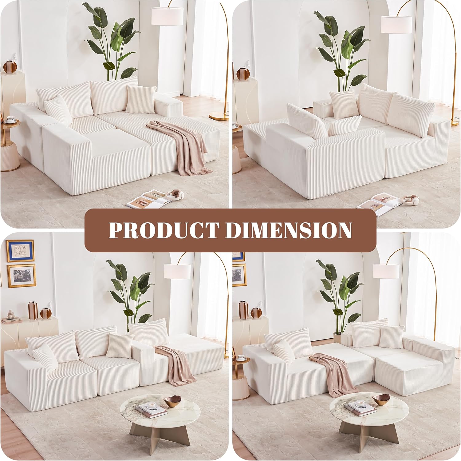 Weture 108" Modular Sectional Sofa Deep Seat Cloud L-Shape Couch with Chaise