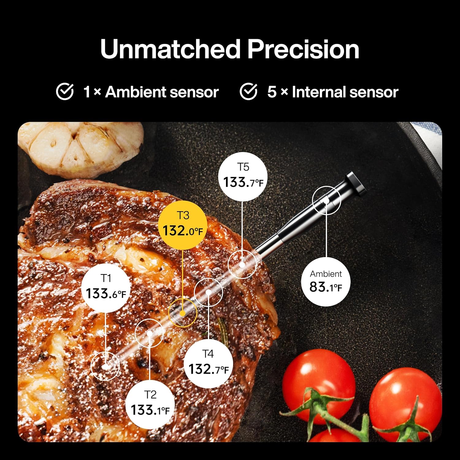 Typhur WiFi Wireless Meat Thermometer Digital with 2 Probes LCD Display for BBQ Grill Oven