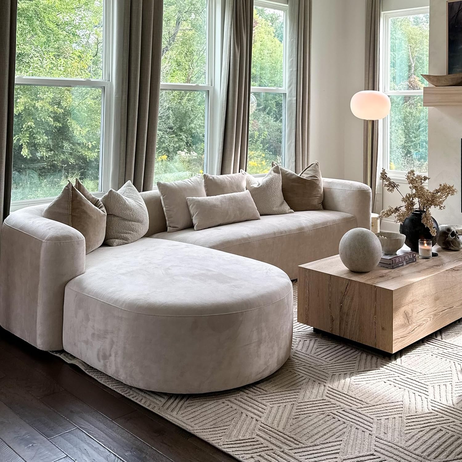 Acanva Luxury Velvet Sofa 3 Seater Modern Curved Back Couch for Living Room