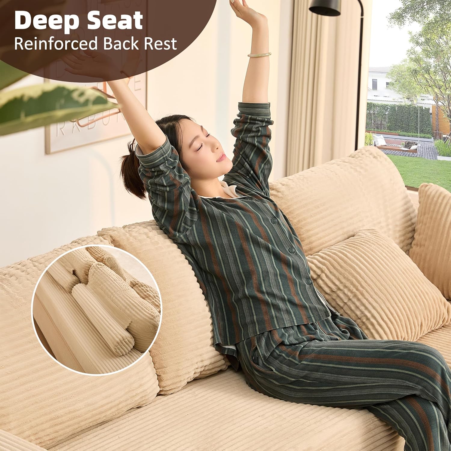 Afuson Boneless Sectional Sofa L Shape Deep Seat Cloud Couch Living Room