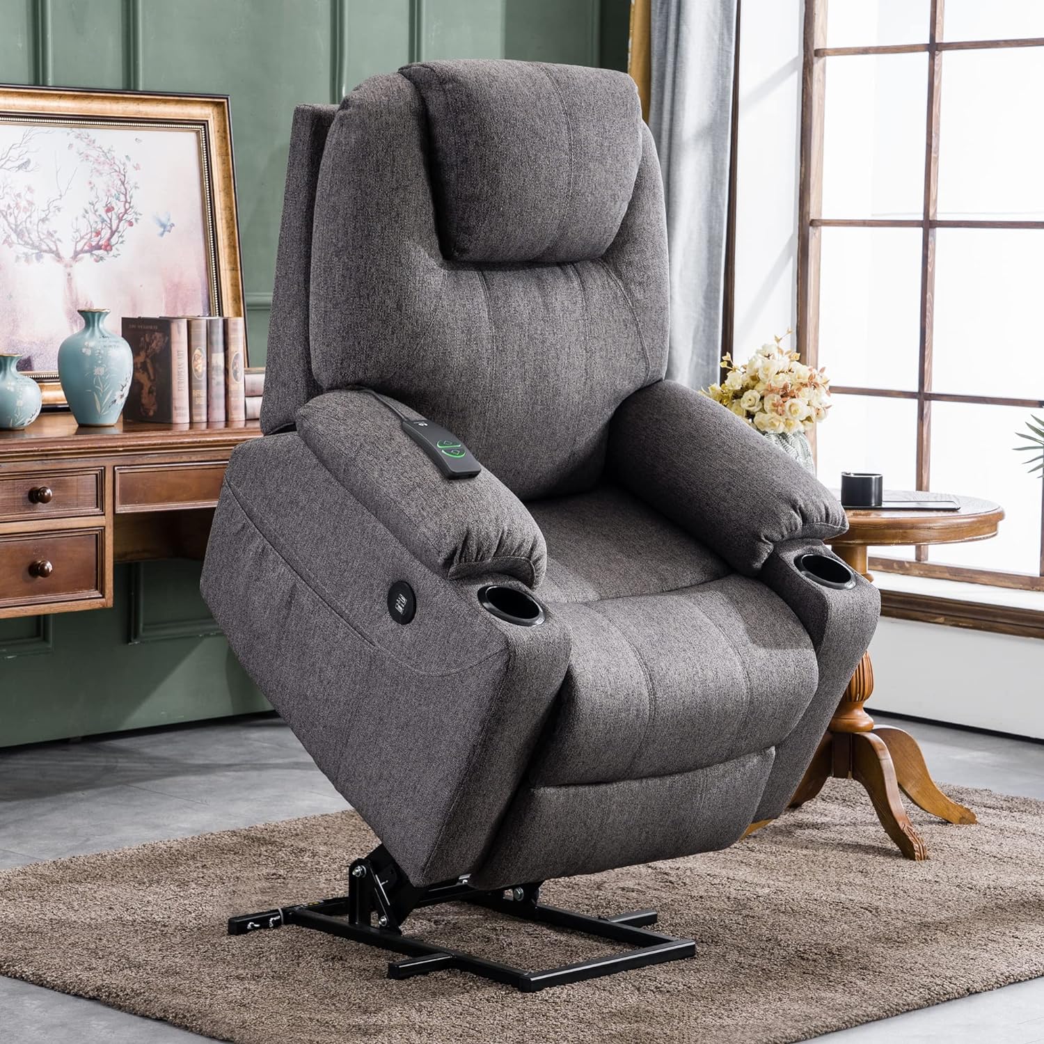 MCombo Power Lift Recliner Chair for Elderly with Heat Massage USB Cup Holders