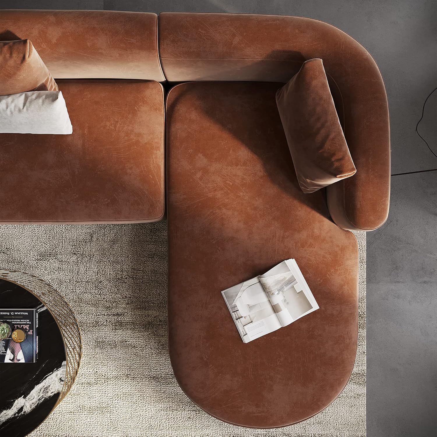 Acanva Luxury Velvet Sofa 3 Seater Modern Curved Back Couch for Living Room