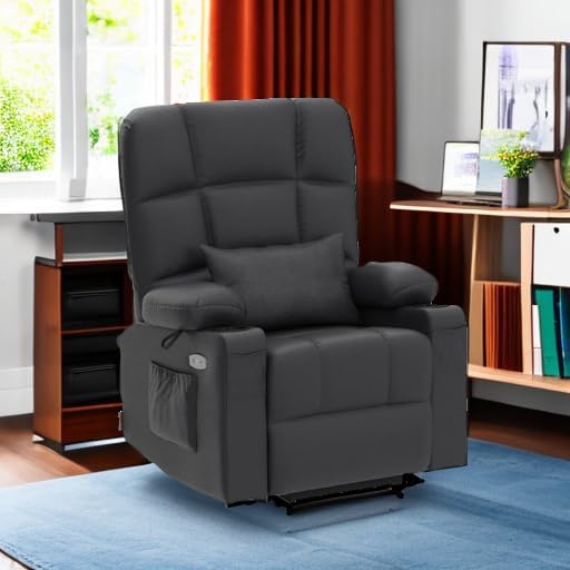 MCombo Large Power Lift Recliner Chair with Dual Motor Massage Heat Faux Leather