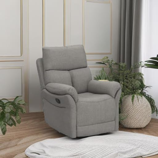 ANJ Swivel Rocker Recliner Chair Manual Fabric Small Space
